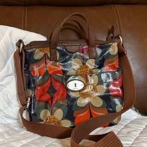 Fossil Women's Floral Crossbody Bag - Brown and Multicolor Key-Per